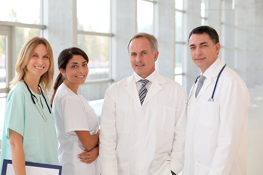 Medical team of medical assistants and doctors.